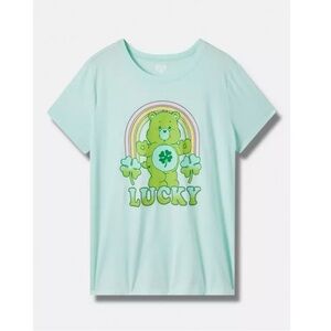 Torrid plus size 2 Care Bears Lucky Classic Fit Cotton Crew Tee shamrock aqua